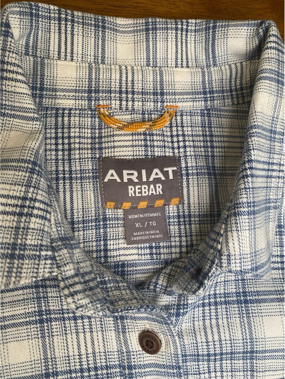 Ariat Women's Rebar Blue Plaid Long Sleeve Button-Up Work Shirt XL New with Tags - Picture 6 of 9